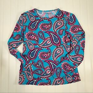 Lands' End Crew Neck Swim Shirt Sz XXS Paisley NWT